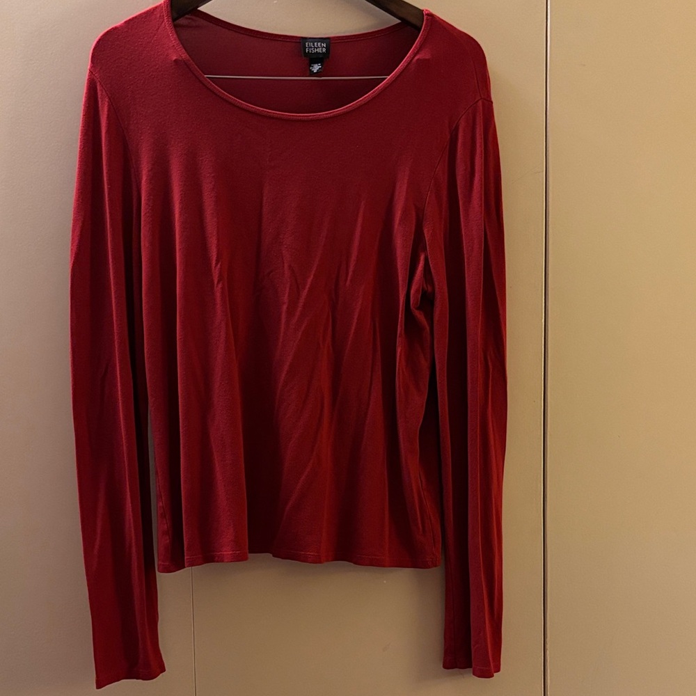 Eileen Fisher Red Long Sleeve Top Medium